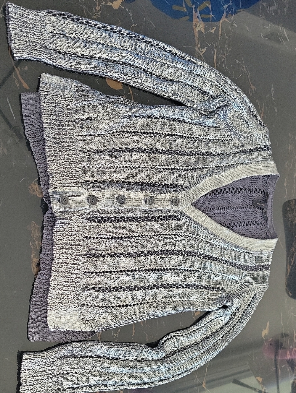 BCBGMaxAzria Gray Open-Knit Button-Front Cardigan